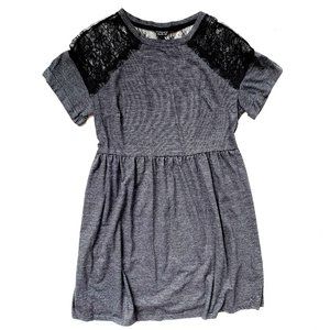 top shop short sleeved casual grey skirt w/lace